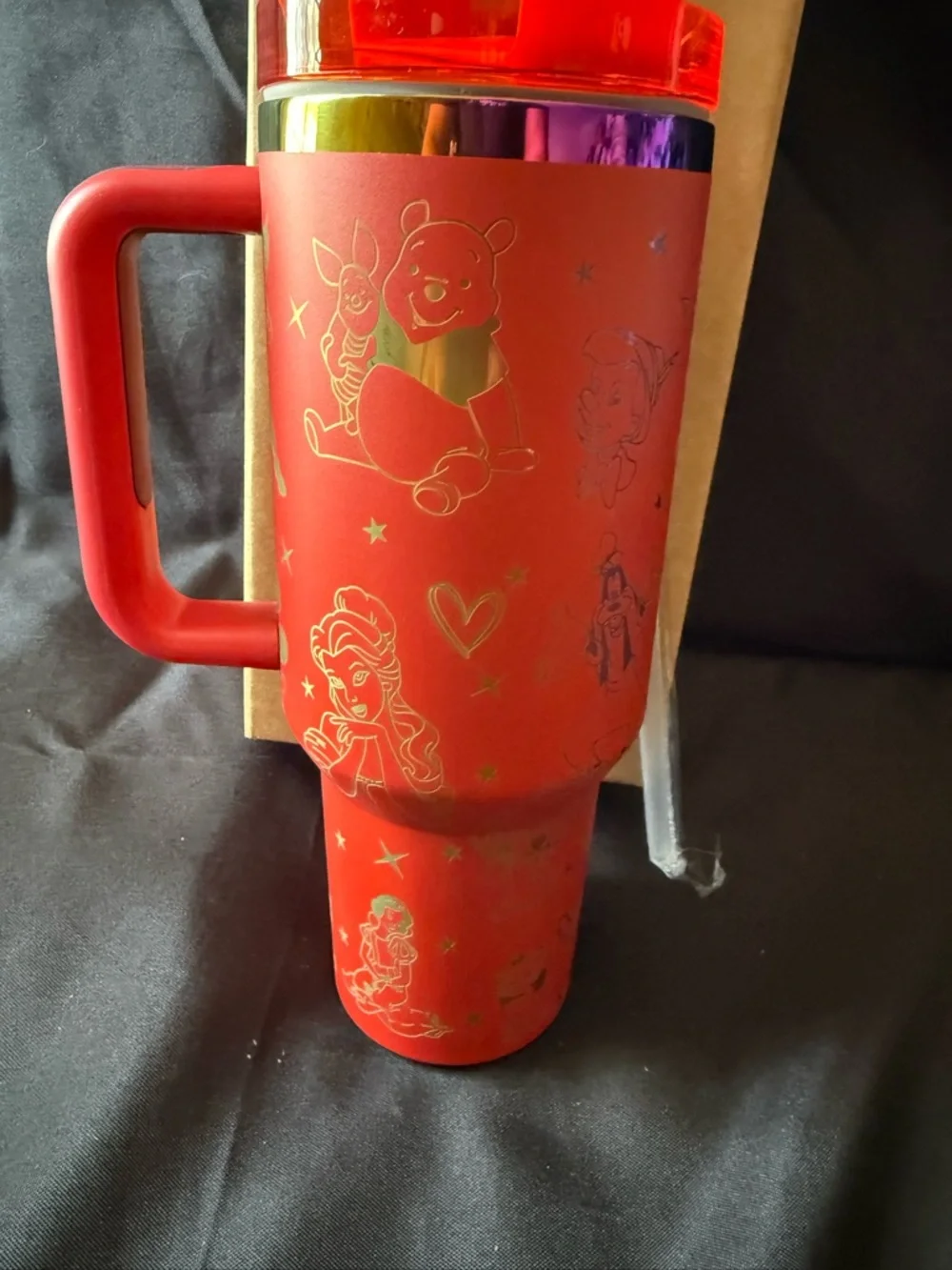 New Stanley 40oz Red Laser Engraved Magical Castle and Friends with Straw - Picture 8 of 14